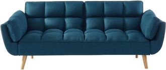 VENTE-UNIQUE.COM Sof&aacute; cama poli&eacute;ster 3 plazas azul 215x81cm