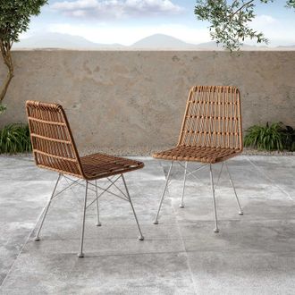 OEM Set Di Due Sedie Da Pranzo O Da Giardino Aitana In Rattan Bianco