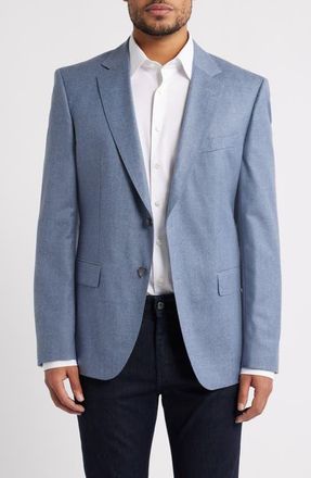 BOSS Huge Trim Fit Wool M&eacute;lange Sport Coat in Open Blue at Nordstrom, Size 48 Regular