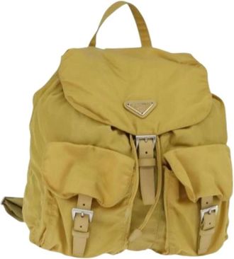 Prada Vintage, unisex, Geel, ONE Size, Nylon, Pre-owned Nylon Rugzak