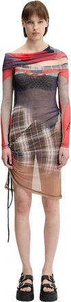 Ottolinger Mesh Off-Shoulder Mini Jurk - Dames - Korte kleedjes - Veelkleurig - S - Polyester - Kleedjes