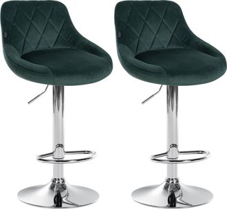 Clp Clp - Set De 2 Taburetes Lazio En Terciopelo Verde Oscuro Cromado