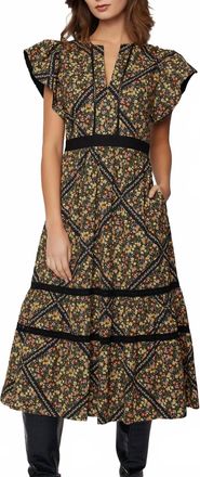 Lost + Wander Floral Midi Dress In Black