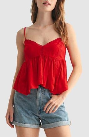 All in Favor Lace Detail Handkerchief Hem Camisole in Red at Nordstrom Rack, Size X-Large