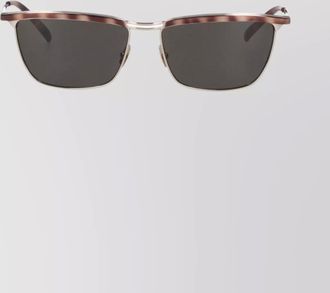 Saint Laurent rectangular metal frame sunglasses with dark lenses