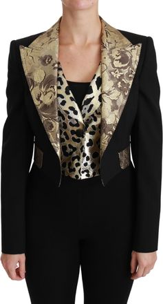 Dolce & Gabbana Dames Zwart Jacquard Vest Blazer Jasje Wollen Jasje