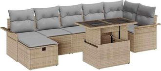 vidaXL Garden Sofa Set with Cushion 8 pcs Beige Poly rattan vidaXL