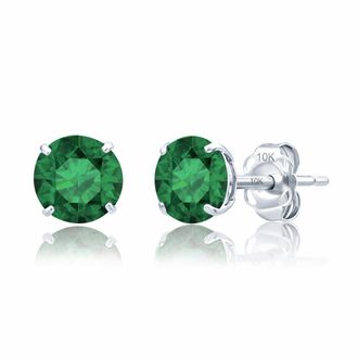MAX + STONE 10k Yellow or White Gold 6mm Round Solitaire Gemstone Stud Earrings