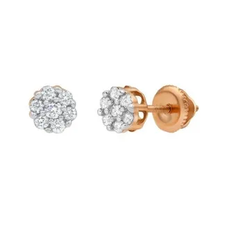 LuvMyJewelry Aura 14K Gold Flower Cluster Diamond Unisex Earrings - 0.16 Ct in 14K Rose Gold at Nordstrom