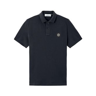 Stone Island Tops, Heren, Blauw, M, Katoen, Polo Short Sleeve Slim Fit