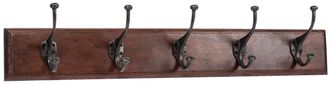 Biscottini International Biscottini - Perchero De La Pared De Madera Maciza Y Hierro Forjado A La Mano Acabado Con Efecto Nogal 76x13x22 Cm