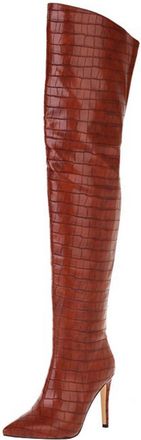 Generic Leather Over The Knee Boots Women Stiletto Tall Pointed Toe Heeled Boot Comfortable Sexy Zipper PU Womens Over The Knee Boots for Party Wedding Dating