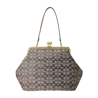 Coach Handbags, female, Beige, Size: ONE SIZE Large Kisslock Frame Bag