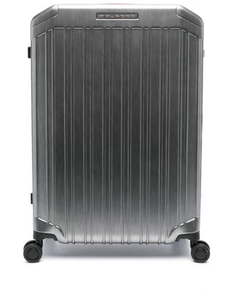 Piquadro logo-lettering zip-up luggage - men - Polycarbonite/Aluminium/Calf Leather/Acrylonitrile Butadiene Styrene (ABS)/Metal/Polyester/Polyure