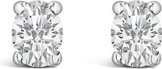 House of Brilliance 14K White Gold 1/4 Ctw Oval Lab-Grown Diamond Solitaire Stud Earrings