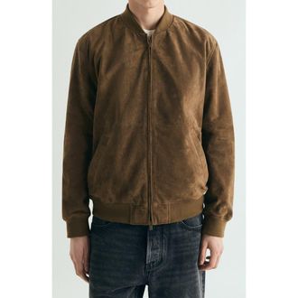 Scalpers Suede bomber jacket in Khaki at Nordstrom, Size Xx-Large