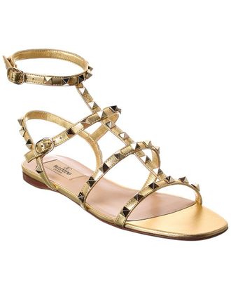 Valentino Rockstud Caged Leather Ankle Strap Sandal