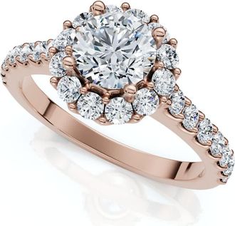 Pompeii3 1 1/2Ct Halo Diamond Engagement Ring 14k Gold Lab Grown