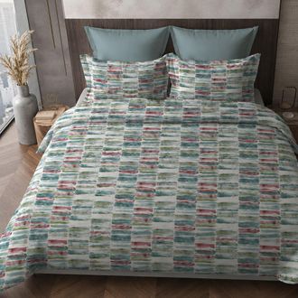 Dmora Juego De Funda N&oacute;rdica Doble Salano, Funda De Almohada Incluida, Percal, Lavable A M&aacute;quina, 300x250 Cm Azul