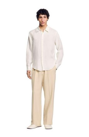 Sandro Linen shirt in Ivory. at Nordstrom, Size Xx-Large