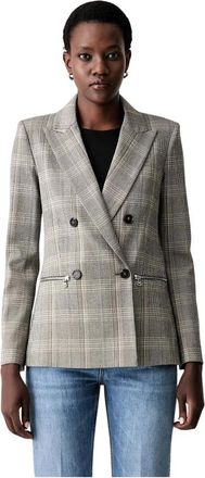 Patrizia Pepe Dubbelrijige Geruite Blazer - Dames - Blazers - Veelkleurig - S - Wol - Jassen