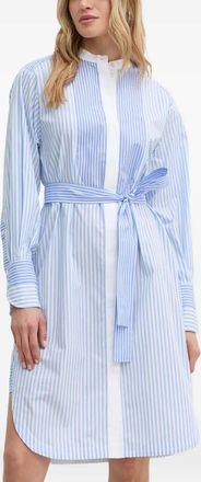 BOSS Gestreepte blousejurk met gestrikte riem - Blauw