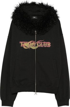 Thug Club Faux-fur Trim Graphic-print Hoodie