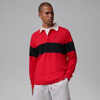 Nike Jordan Mens Jordan Brooklyn Long-Sleeve Polo in Red | IO2450-657