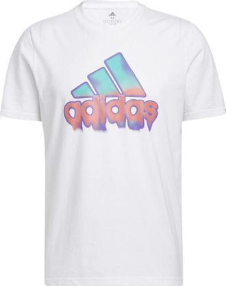 adidas Mens adidas SS22 Alphabet Logo Round Neck Short Sleeve White T-Shirt HE4812