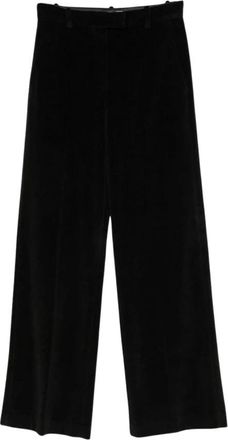 Circolo 1901 Wide Leg Velvet Broeken - Dames - Wijde Broeken - Zwart - 2XS - Katoen - Broeken