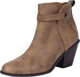 Generic Winter 2025 Autumn Winter Western Style Ankle Boots Pointed Toe High Heel Design Side Zipper Closure Solid Color Fashion Belt Buckle Detail For Women 