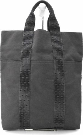 Herm&egrave;s Her Line Gray Canvas Handbag Tote Bag (Pre-Owned)