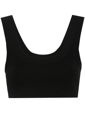Alexander Wang embossed-logo cropped tank top - Black