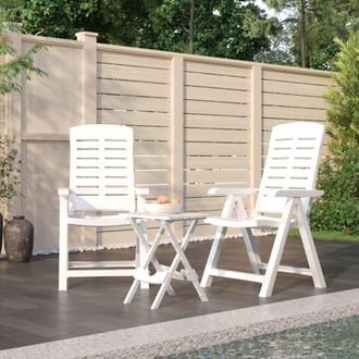 vidaXL Juego De Comedor Para Jard&iacute;n 3 Piezas Polipropileno Blanco Vidaxl