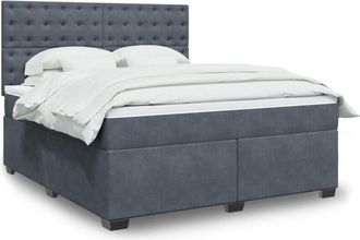 vidaXL Cama Box Spring Con Colch&oacute;n Terciopelo Gris Oscuro 180x200 Cm Vidaxl