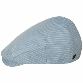 Brixton Mens Hooligan Linen Snap Cap In Light Blue With White Pin Stripe