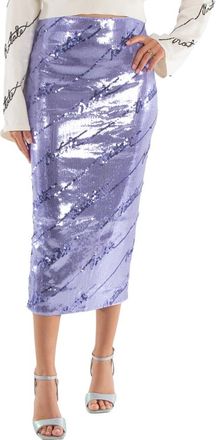 Rotate Ladies Violet Tulip Sequin Midi Skirt, Brand Size 38 (US Size 4)
