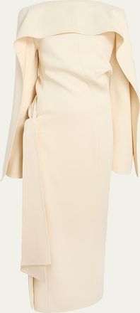 Khaite Yon Knot Draped Long-Sleeve Maxi Dress