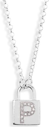 Meshmerise Diamond Padlock Initial Pendant Necklace - 0.12ct. in White-P at Nordstrom Rack