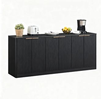 STILVORA Aparador Con 6 Puertas, Mueble De Almacenaje Para Salon O Cocina En Mdf Negro, 170&times;40&times;70.5 Cm