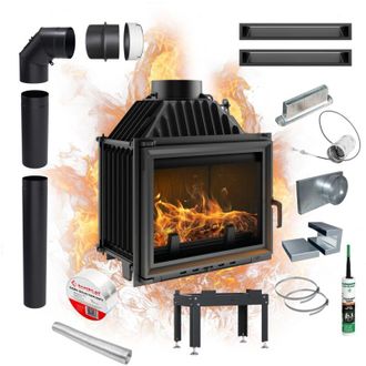 Kratki Kamineinsatz Gusseisenkamin KRATKI MAJA 8kW Durchmesser Bausatz &Oslash; 200