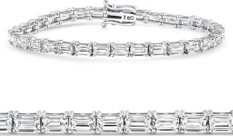 Pompeii3 11Ct Emerald Cut Diamond Tennis Bracelet 14k White Gold 7 Lab Grown