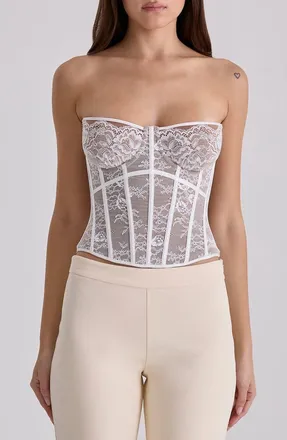 House of CB Ayana Lace Corset Top in White at Nordstrom, Size X-Large