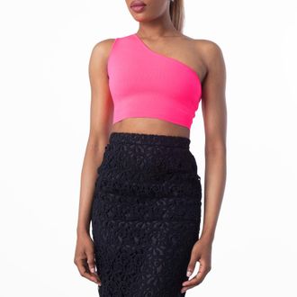 Victoria Beckham One Shoulder Fitted Crop Top, Brand Size 6 (US Size 2)