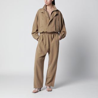 Frankie Shop Camel Marvin jumpsuit in linen blend