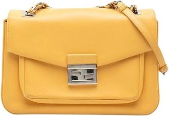 Fendi Pre-owned Shoulder Bags, female, Yellow, Size: ONE SIZE Pre-owned Leather Shoulder Bag
