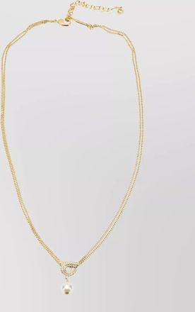 Ferragamo gancini pearl pendant necklace chain crystal