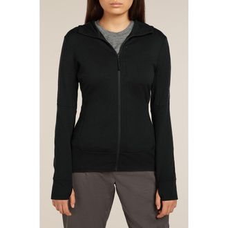 Icebreaker 260 Quantum Merino Wool Hooded Jacket in Black at Nordstrom, Size X-Large