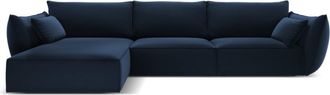 BLOOMINGLOFT 4-Sitzer Design Ecksofa Vanda mit Eckteil links - Samtbezug