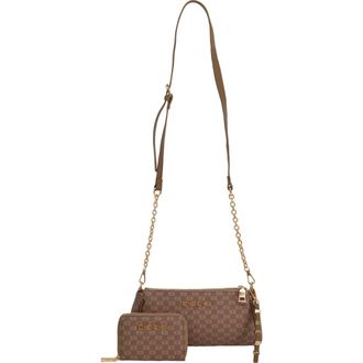 Bebe Adela Monogram Crossbody Baguette with Wallet in Taupe at Nordstrom Rack